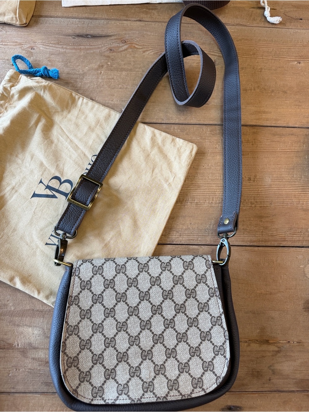 Gucci beige GG Monogram Crossbody Bag By Vintage Boho Bags NEW The Odyssey - Picture 2 of 11